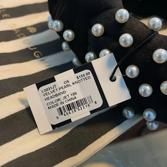 New-LELE SADOUGHI VELVET PEARL KNOTTED HEADBAND ($150 value) - Picture 10 of 16